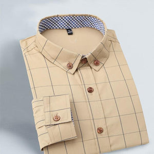 2015 New 100% Cotton Plaid Men Shirt Mens Dress Shirts Slim Fit Social Shirt Men Causal Striped Shirt Men Camisas Hombre M-5XL