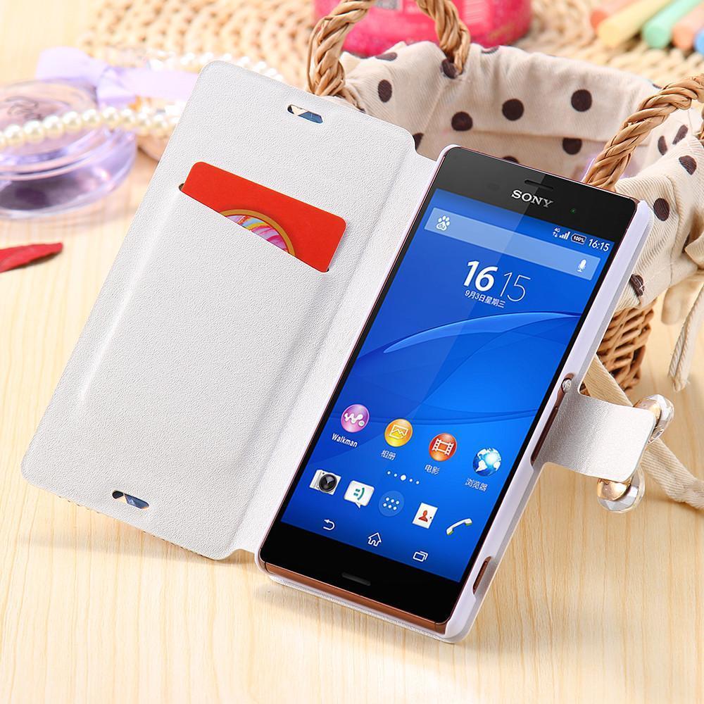 For Sony Z3 Diamond Wallet Case Fashion Women Bling Glitter Rhinestone Cover For Sony Xperia Z3 D6603 D6643 D6653 D6616 D6633