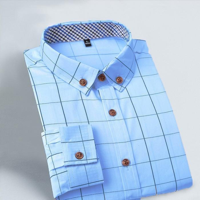 2015 New 100% Cotton Plaid Men Shirt Mens Dress Shirts Slim Fit Social Shirt Men Causal Striped Shirt Men Camisas Hombre M-5XL