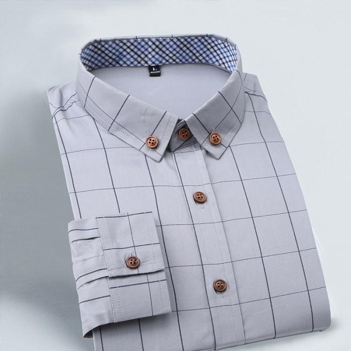 2015 New 100% Cotton Plaid Men Shirt Mens Dress Shirts Slim Fit Social Shirt Men Causal Striped Shirt Men Camisas Hombre M-5XL