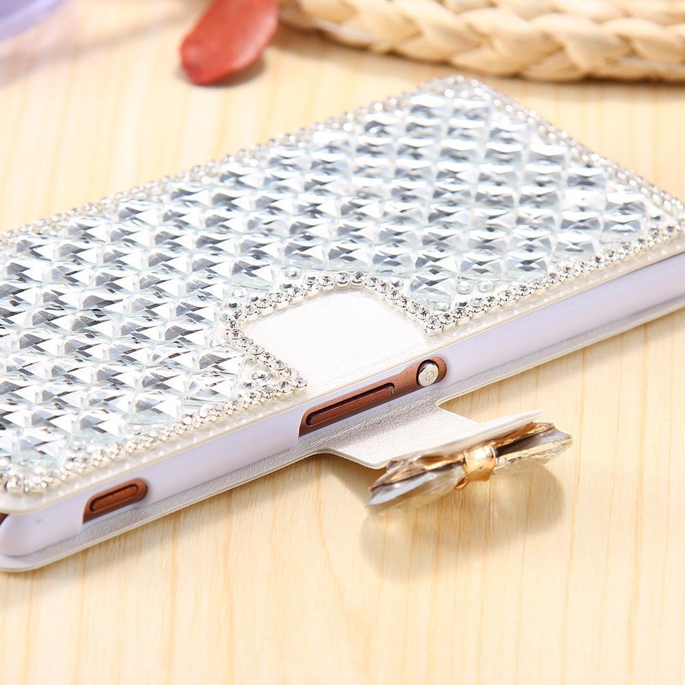 For Sony Z3 Diamond Wallet Case Fashion Women Bling Glitter Rhinestone Cover For Sony Xperia Z3 D6603 D6643 D6653 D6616 D6633