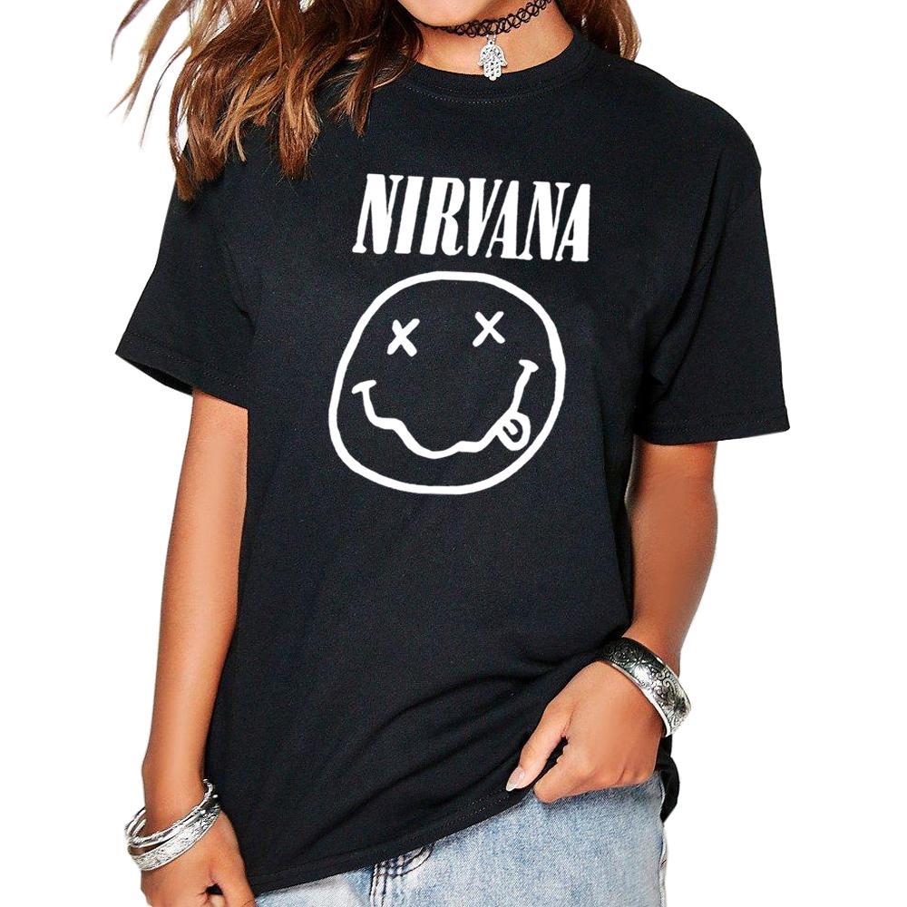 2017 Fashion Harajuku Casual Women's T-Shirts Punk Rock NIRVANA Bts Cotton tumblr tshirt Casual Hipster For Famale Top