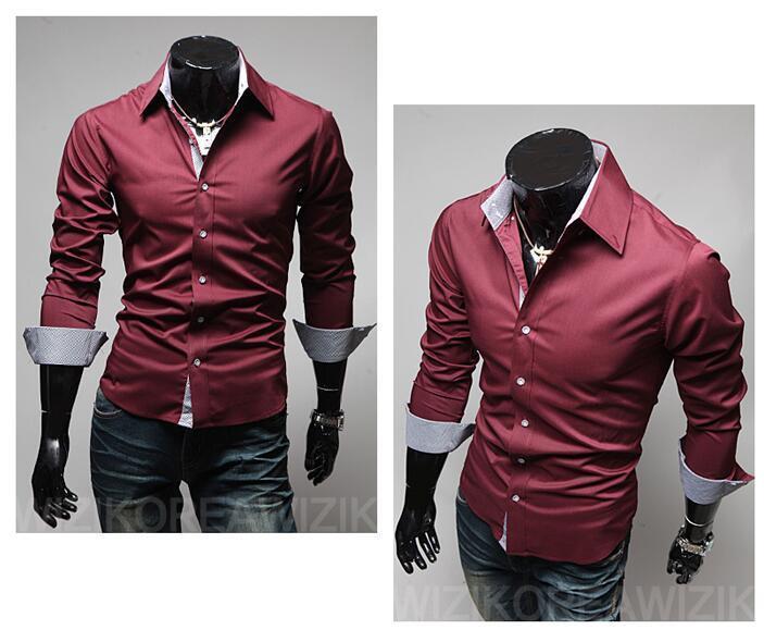 Free Shipping Fashion Menswear Camisa Masculina Long Sleeve Casual Dress Shirt Men Slim Fit Male Shirt Camisas Hombre Vestir